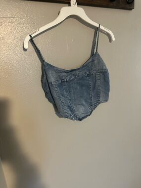 Workshop Republic Clothing Washed Blue Denim Corset Top